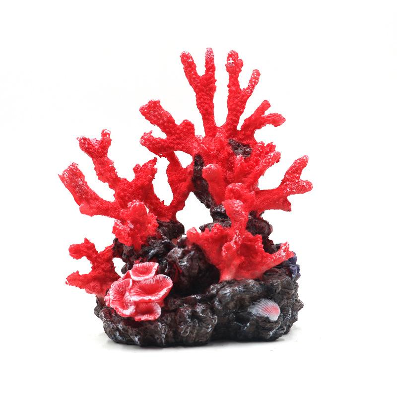 

Декорація з імітацією коралів Будинок-схованка Рифовий камінь Рокарій Набір для ландшафту акваріума з фальшивих коралів Декорація для акваріума червоний