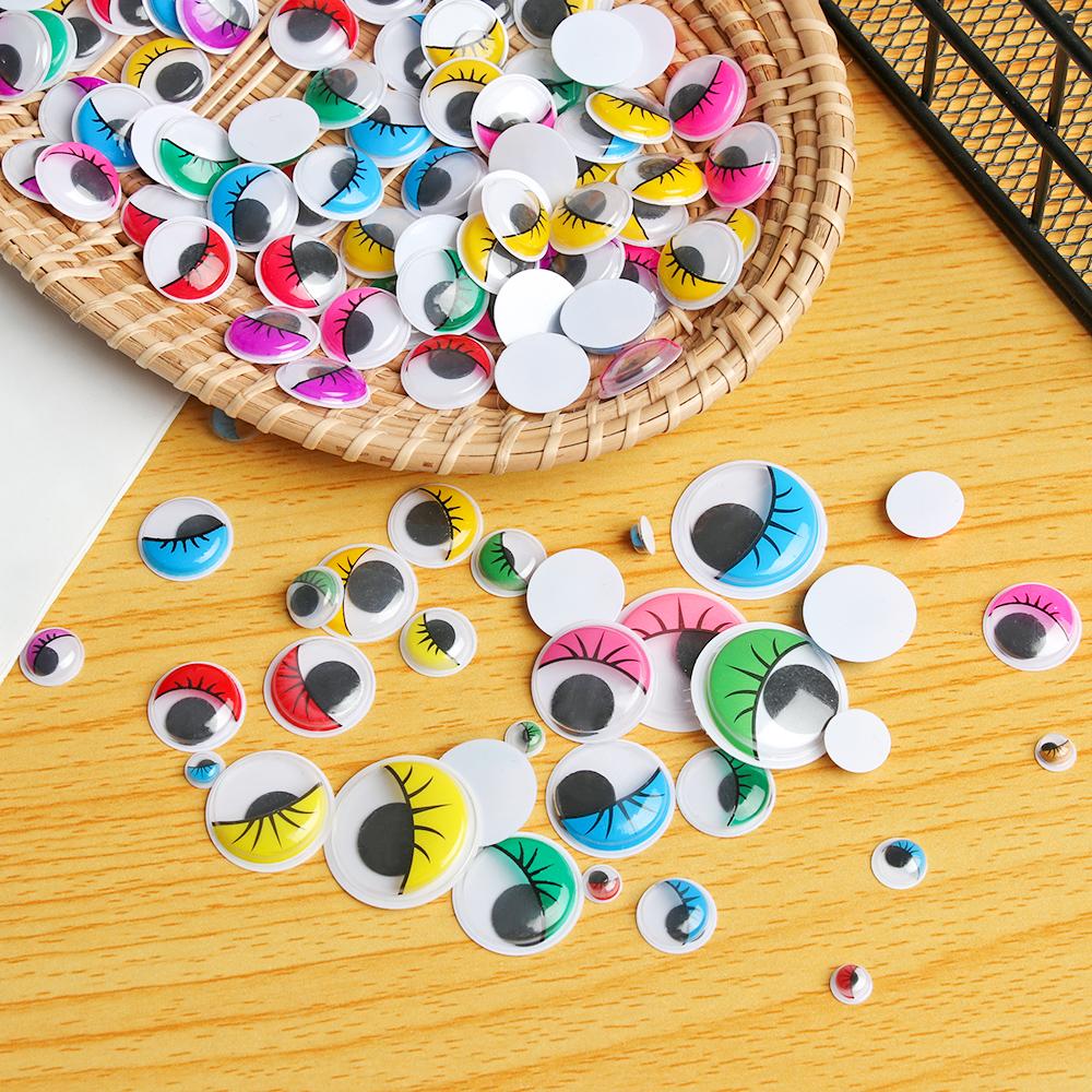 100Pcs/Bag 7/8/10/12/15/18/20MM Colorful Round Wiggling Moving Eyes Plush Panda Eye 3D Dolls Accessories DIY Dolls Materials