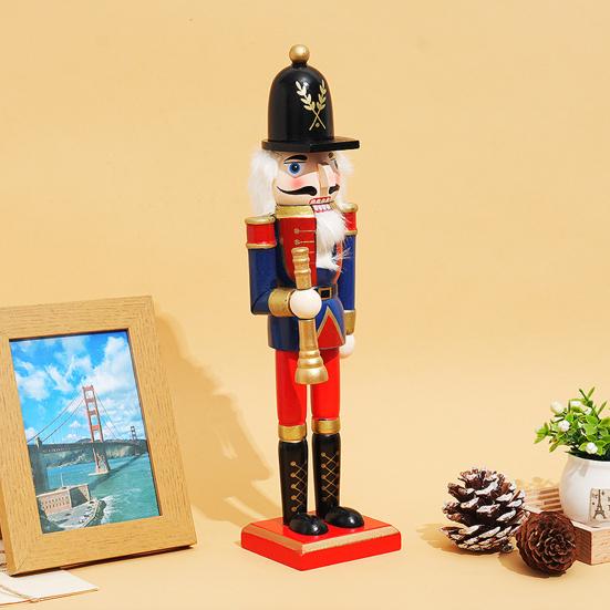 Wooden Nutcracker Decor 30cm Hand-Painted Soldier with Moving Jaw Christmas Mantel & Tree Decoration