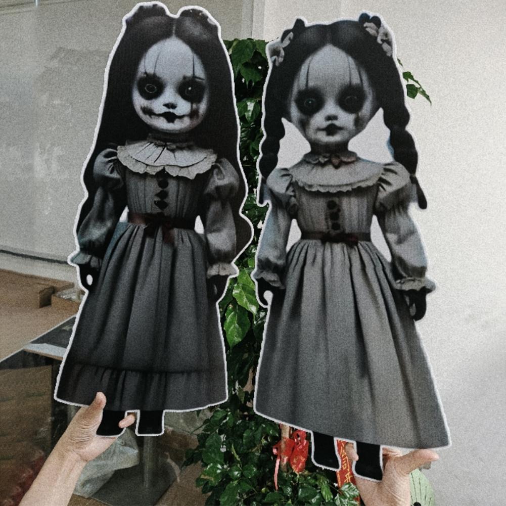 Halloween Gothic Horror Yard Signs, Scary Girl Garden Yard Decor Pole, 2D Creepy Ground Stakes Scary Silhouette for Pathway Yard