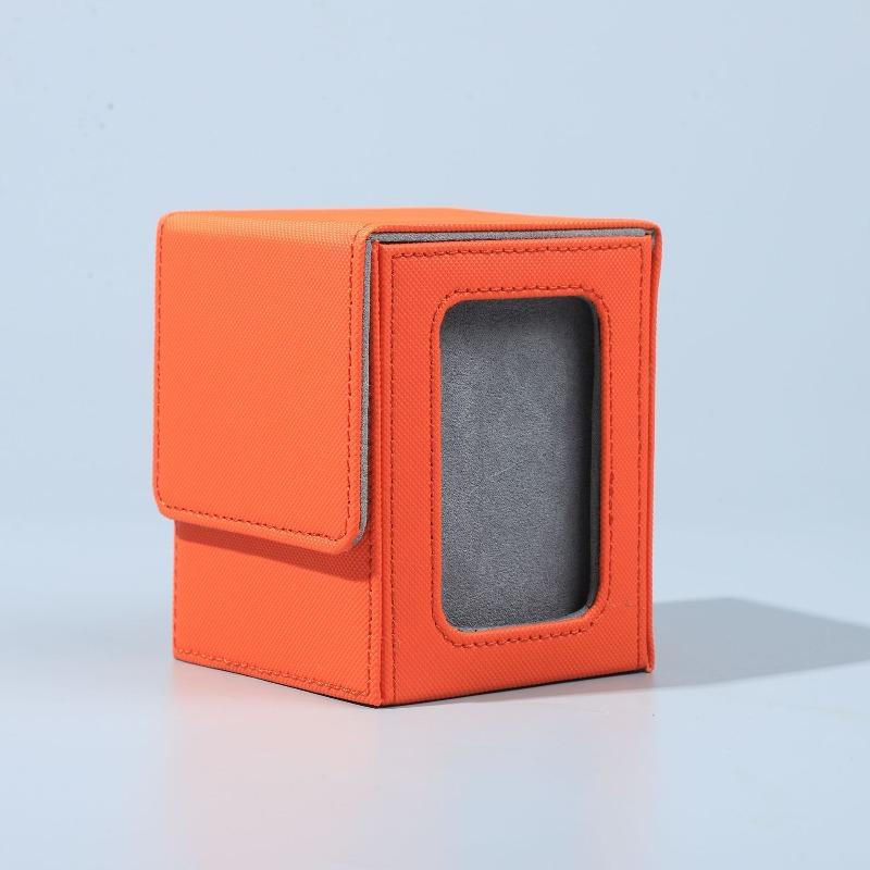 PU Card Storage Box with Window Magnetic Closure Stain Resistant Deck Case Moisture Proof Lid for Trading Card Collection