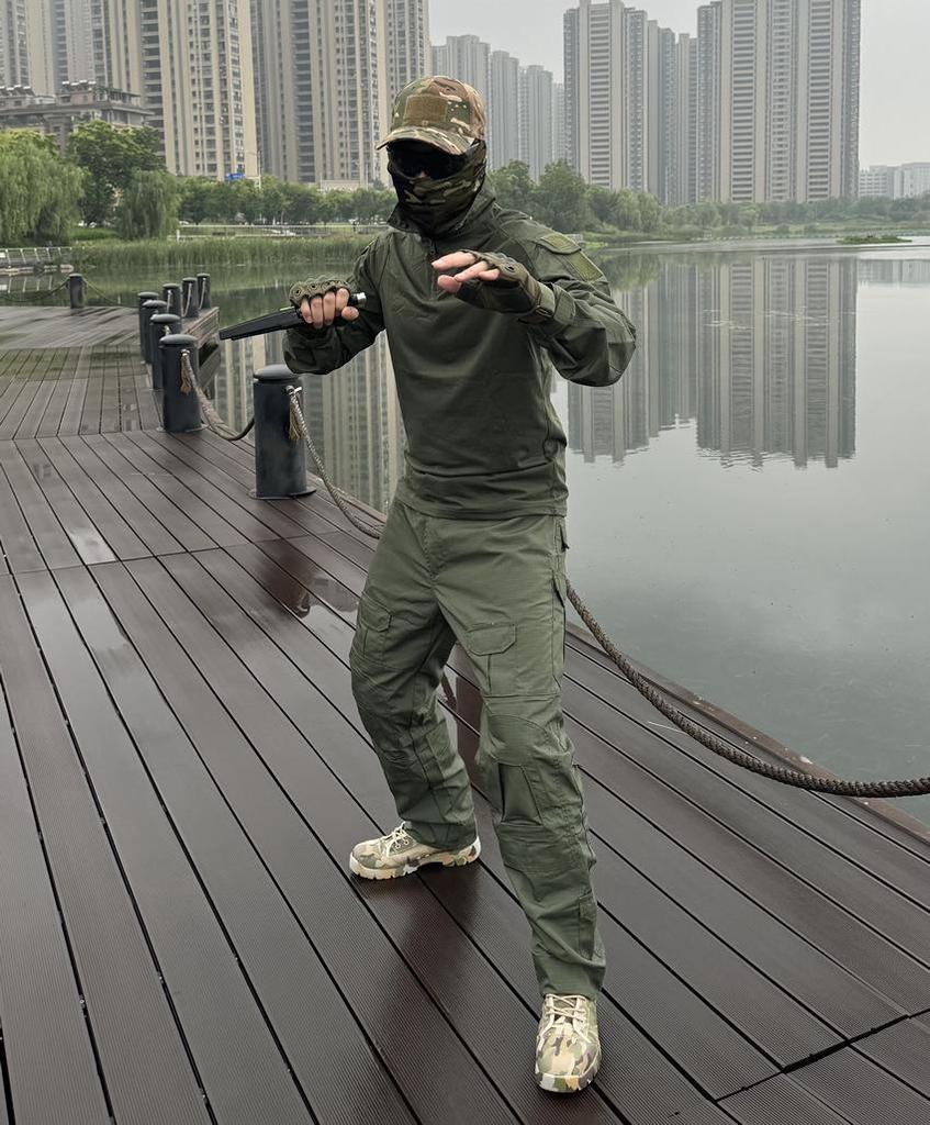 CrossG2 Men's Frog Camouflage Tactical Work Pants - Wear-resistant, Breathable Outdoor Training Military Fan Long Pants