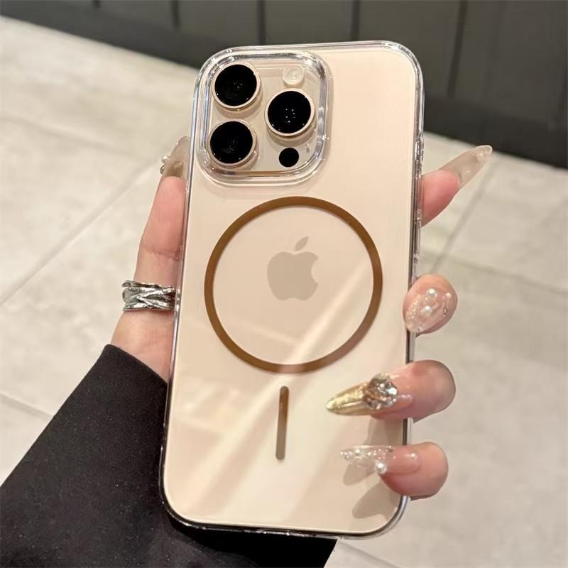 

PC Magnetic Hard Shell Suitable for Ip16pm Transparent High-end Sensing Fine Circle Magsafe Apple 12/13 High Transparency Hard Shell 15 Apple 16Plus