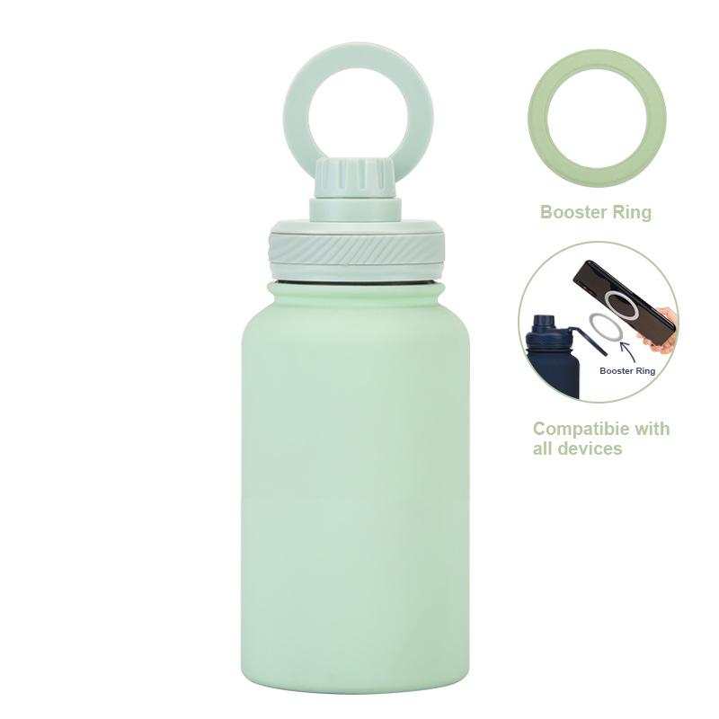Magnetischer Halter Wasserflasche: 650ML Isolierte Edelstahl-Sportflasche mit weiter Öffnung für den Außenbereich
