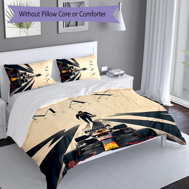 3pcs Racing Driver M-Max Verstappen Themed Duvet Cover Set, Includes 1 Duvet Cover and 2 Pillowcases,Skin-Friendly&Comfortable Fabric,Suitable Bedding
