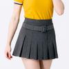 HENRY STUART Women'S Panel Pleated Belted Skirt Grey