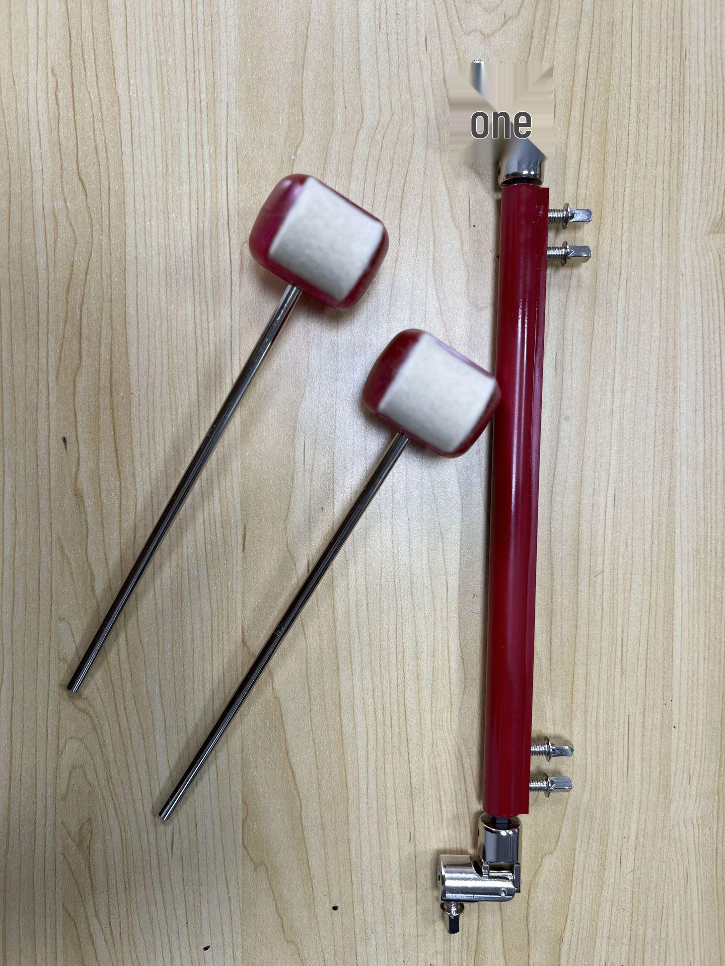 Professional Grade Double Bass Drum Pedal with Connection Rod Set Aluminum alloy connecting rod + 2 felt beaters красный