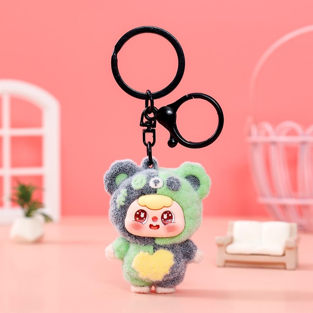 Cute Flocking Color Matching Bean Bag Cute Doll Keychain Pendant Girl Heart Bag Accessories Tide Play Live Stream