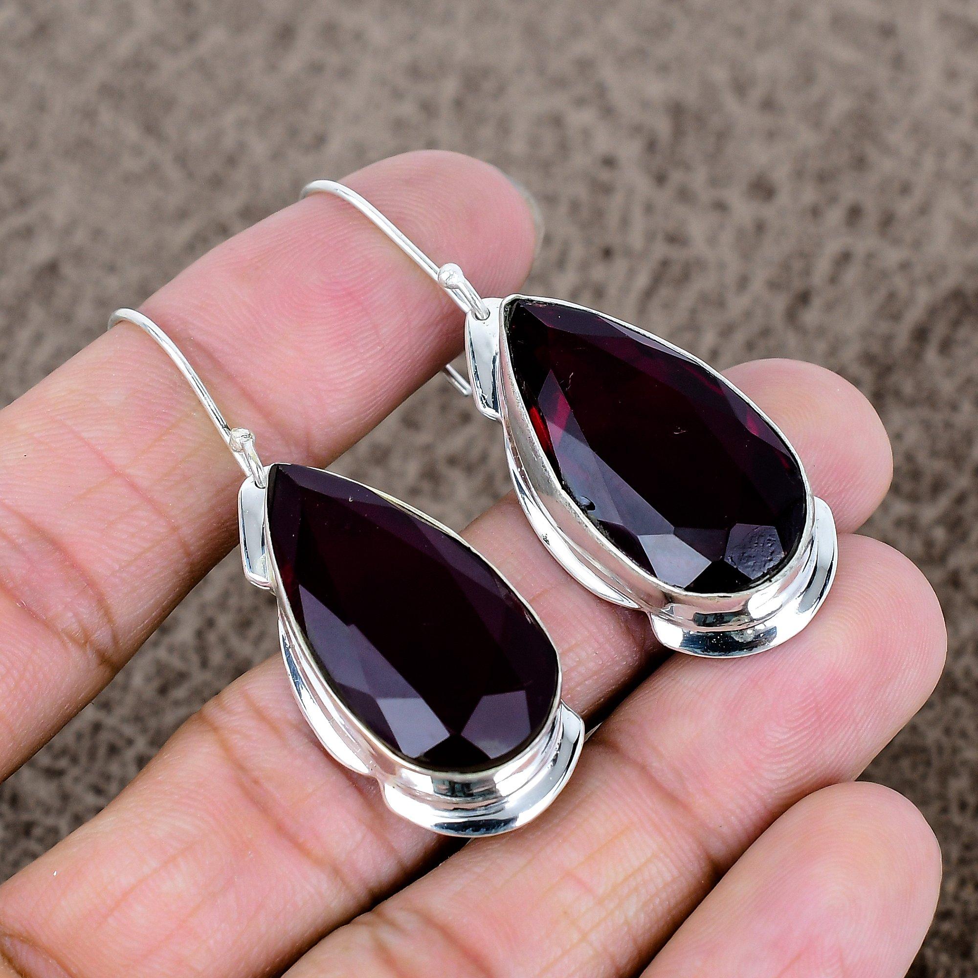 

Garnet Gemstone Handmade 925 Sterling Silver Jewelry Earring 2.21 KKG-606