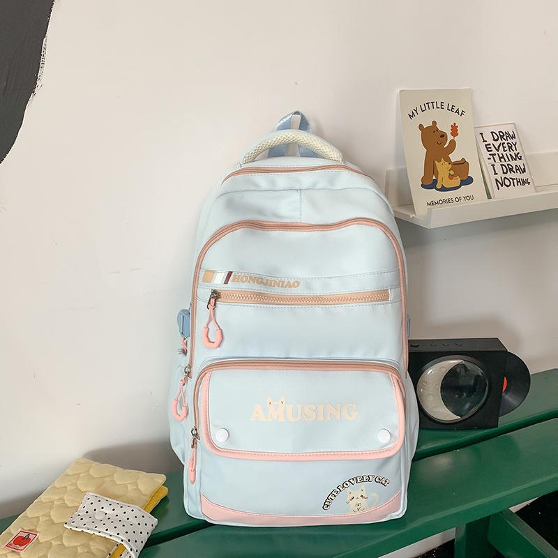 School bag Korean version big couple casual back high value teenager multi-compartment