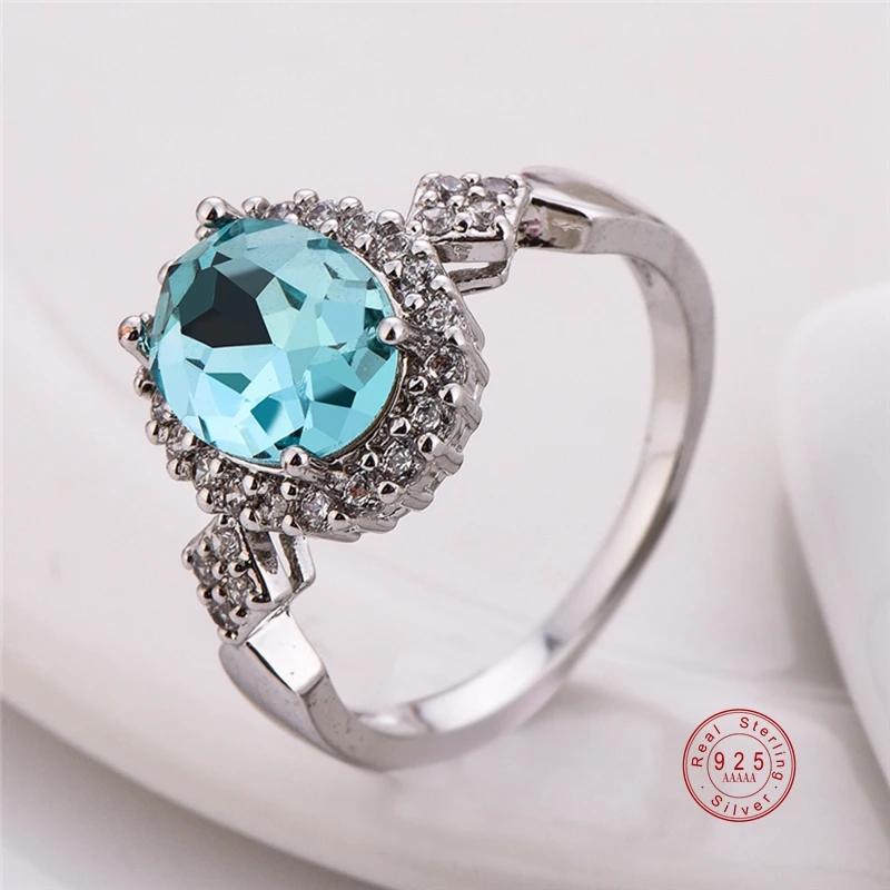 Genuine Sterling Silver Stackable Ring Round Black CZ Crystal Finger Ring for Women Wedding Party Bague Bijoux