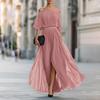 Summer new European and American women's clothing, fashionable and casual waist dress, daily simple split skirt