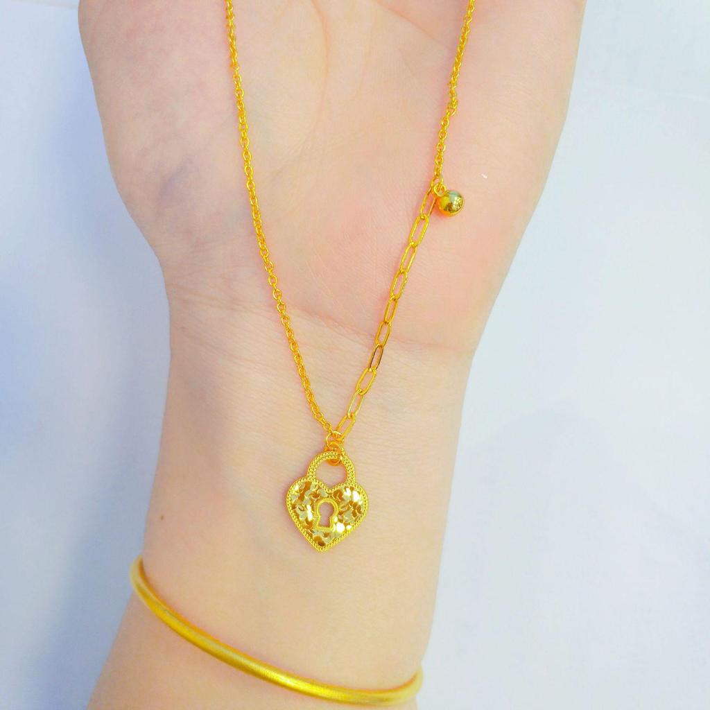 Golden CNC Dragon Scale & Butterfly Princess Pendant with Honeycomb Face, Lucky Clover, and Gourd Necklace