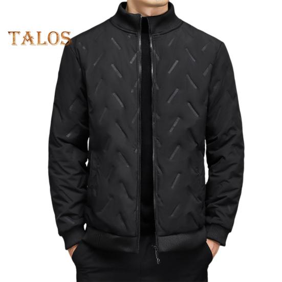 Męski zimowy płaszcz bawełniany z kieszeniami, kołnierzem stójką, długim rękawem, pogrubioną aksamitną podszewką, kurtka wiatroszczelna