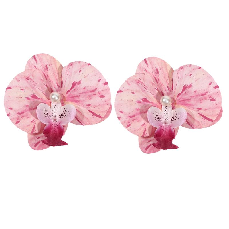 Hair Accessories 1/2pcs Flower Hair Clip Hair Ornament Pink Orchid Orchid Hairpin Side Barrettes Headdress Bohemia Barrettes NEW