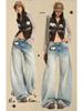 2025 Autumn Light Wash Low Rise Straight Wide Leg Jeans