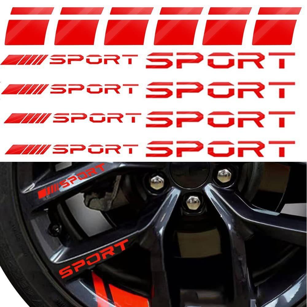 

28 шт. красная наклейка на обод колеса, полосы, наклейки, авто эмблема, значок, наклейка для колес 18-21 дюйма, обод шины