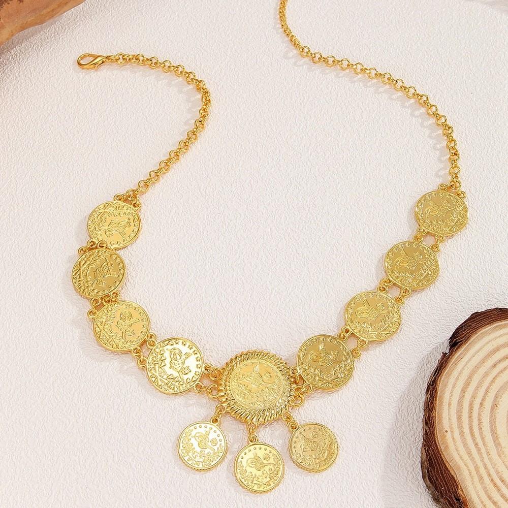 Geometric Style Gold Alloy Headpiece For Bridal And Party Wear With Tassel Details