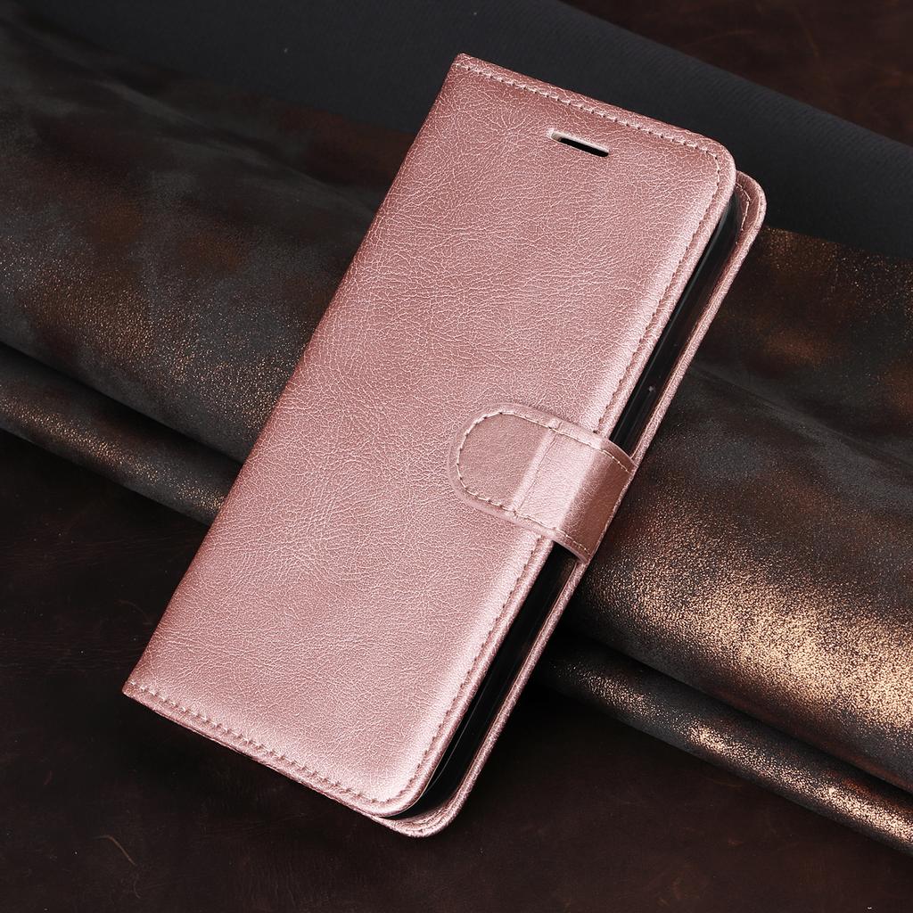 For iPhone 17 Pro Leather Wallet Case with Strap Solid Color Phone Stand Cover