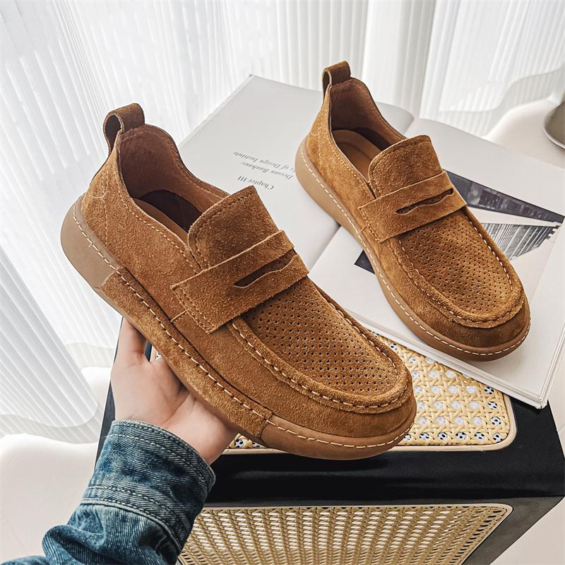 2024 г. Мужские повседневные дышащие туфли из натуральной кожи с ручной строчкой — фото 3