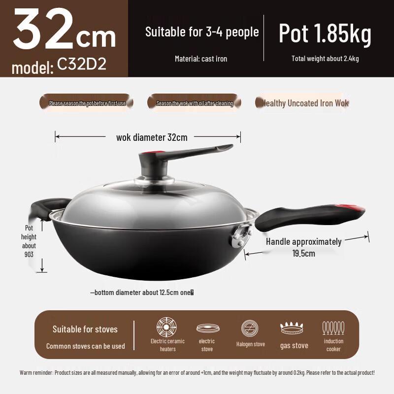 Cooker King 32cm Cast Iron Wok