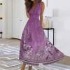 Women's Fashion Casual Loose V-Neck Sleeveless Printed Dresses