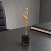 Metal Human Figurine with Cylindrical Base Elegant for Office Desk, Entryway