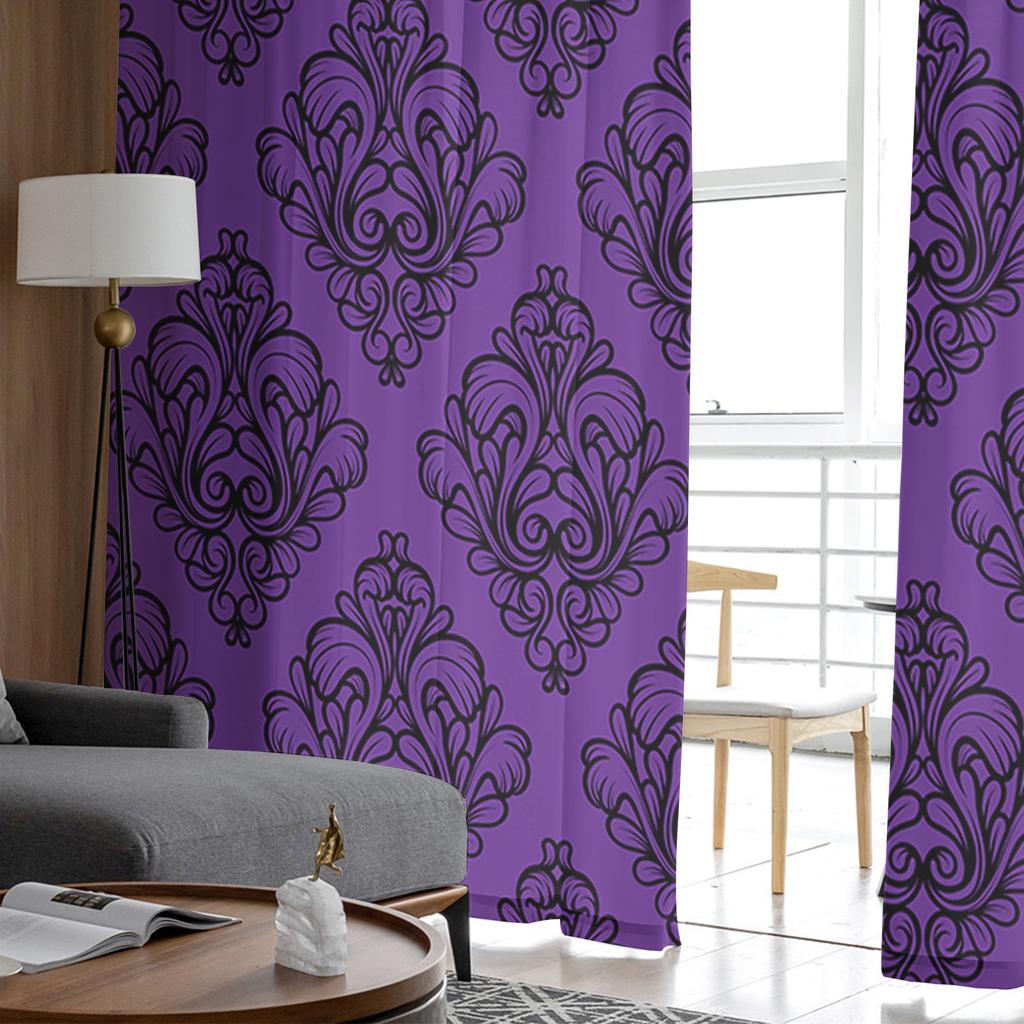 Indoor Tulle Curtains Pattern Texture Purple Girls Bedroom Exquisite Voile Curtain Living Room Kitchen Chiffon Fabric Curtains