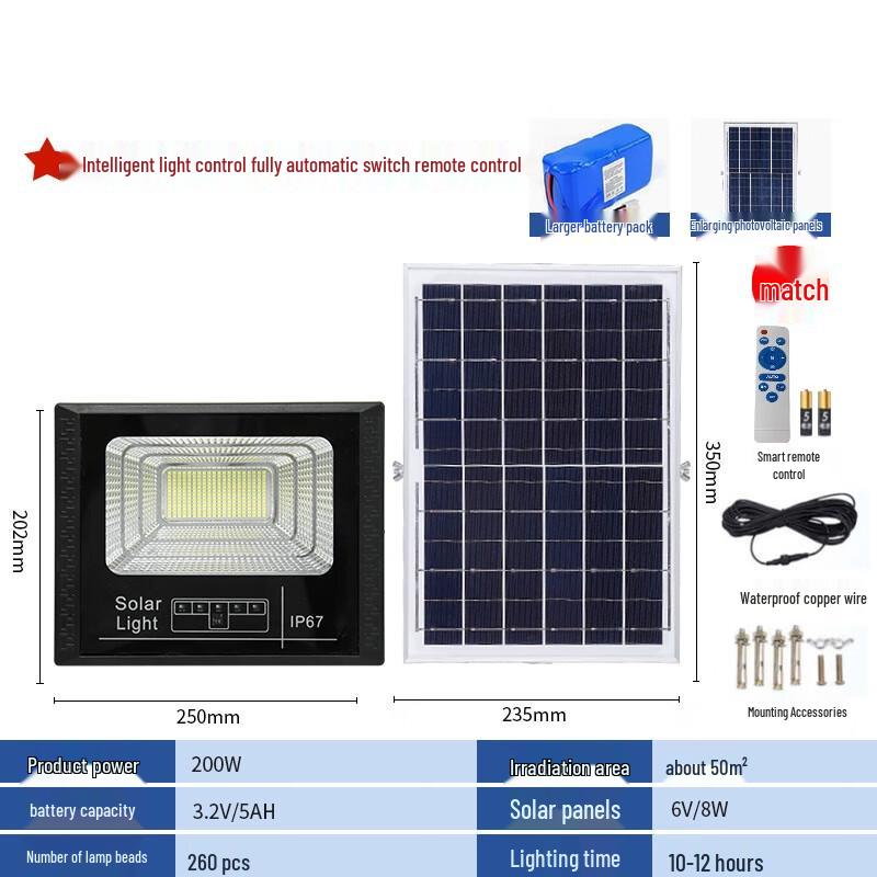 NuFeng 300W Solar Outdoor LED Garden Light