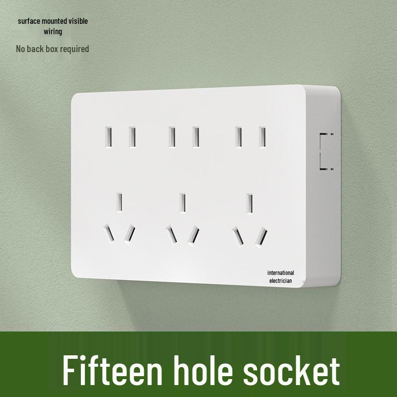 Ultra-Thin Surface-Mounted Single-Control Wall Switch & Socket Panel with Surface Box Outlet, One-Gang Push Button for Household Lighting.