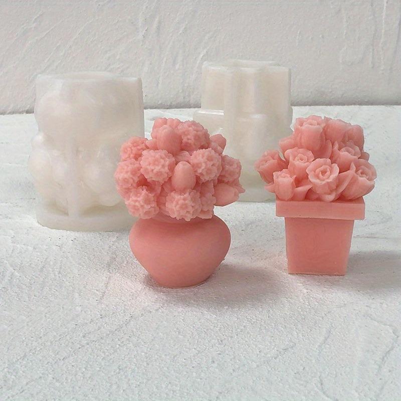 1PC DIY Tulip Bouquet Ornament Handmade Mold 3D Hydrangea Vase Aromatherapy Candle Silicone Mold