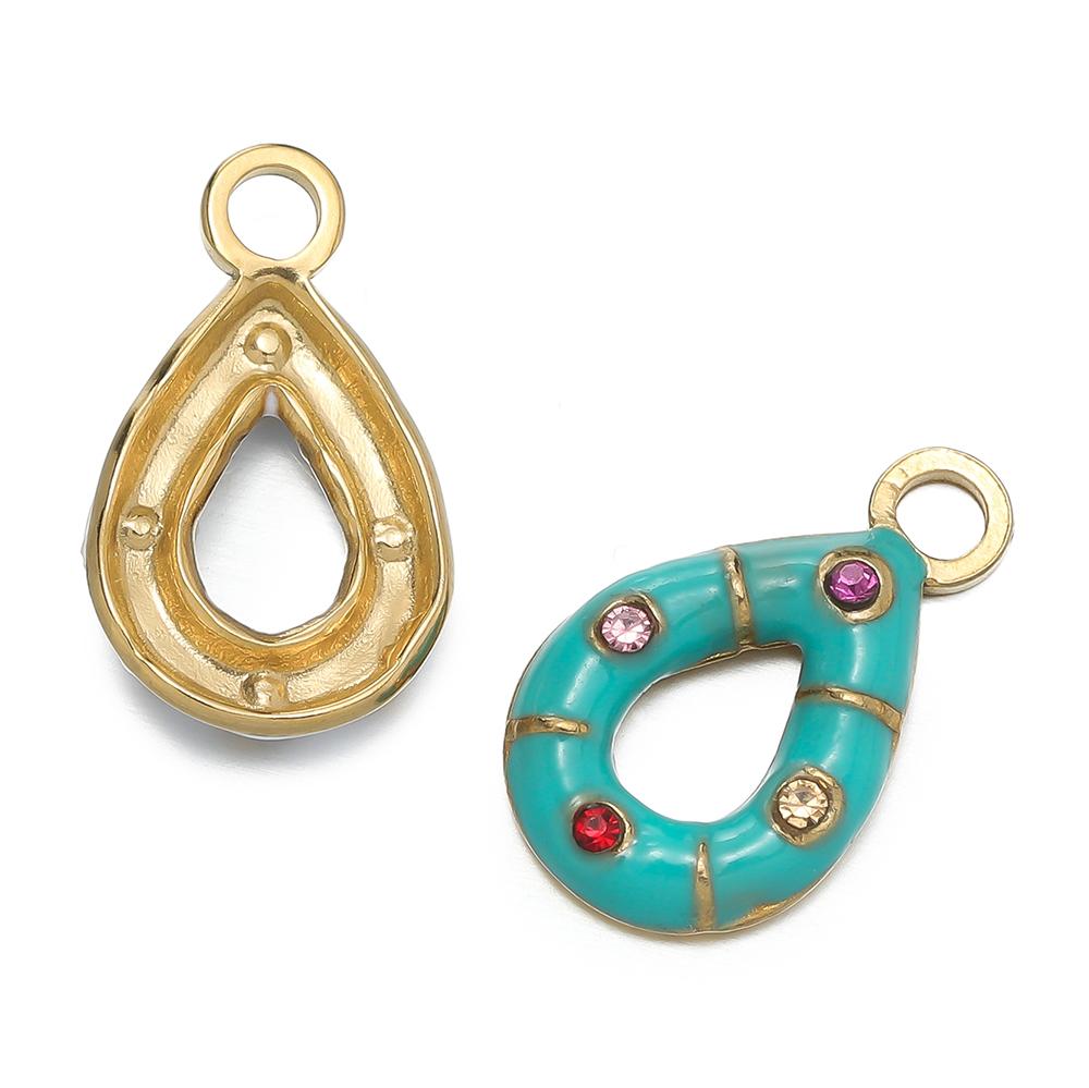 1 pièce/lot Pendentifs Triangle Ovale Cœur d'Amour Multicolores en Acier Inoxydable Pour Bracelet Collier DIY Accessoires de Bijoux