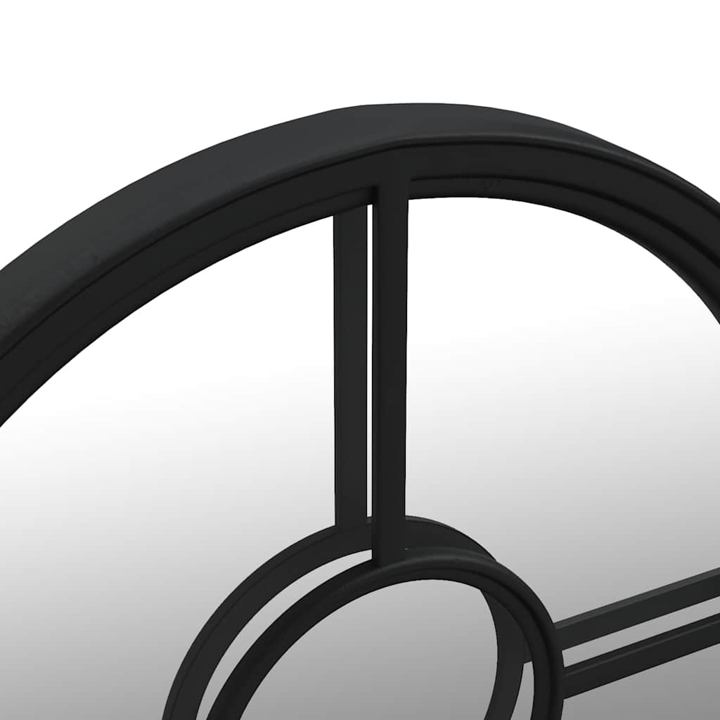 Garden Mirror Black 40x4 Cm Iron Round