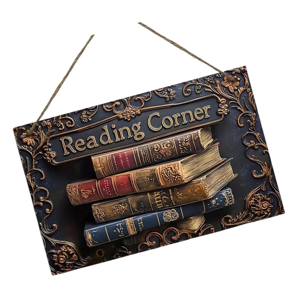 Wood Reading Corner Wall Decoration Sign for Creating Reading Atmospheres in Homes Libraries with Simple Installation