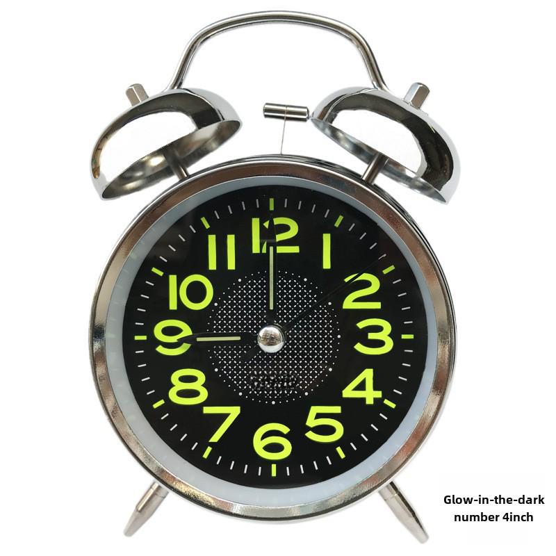 4" Retro Rotkupfer & Gold Metallwecker mit leisen, leuchtenden Zeigern