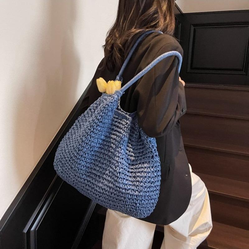 Lazy Wind Large-capacity Straw Bag Women's Spring New Versatile Shoulder Tote Bag Vacation Beach Bag