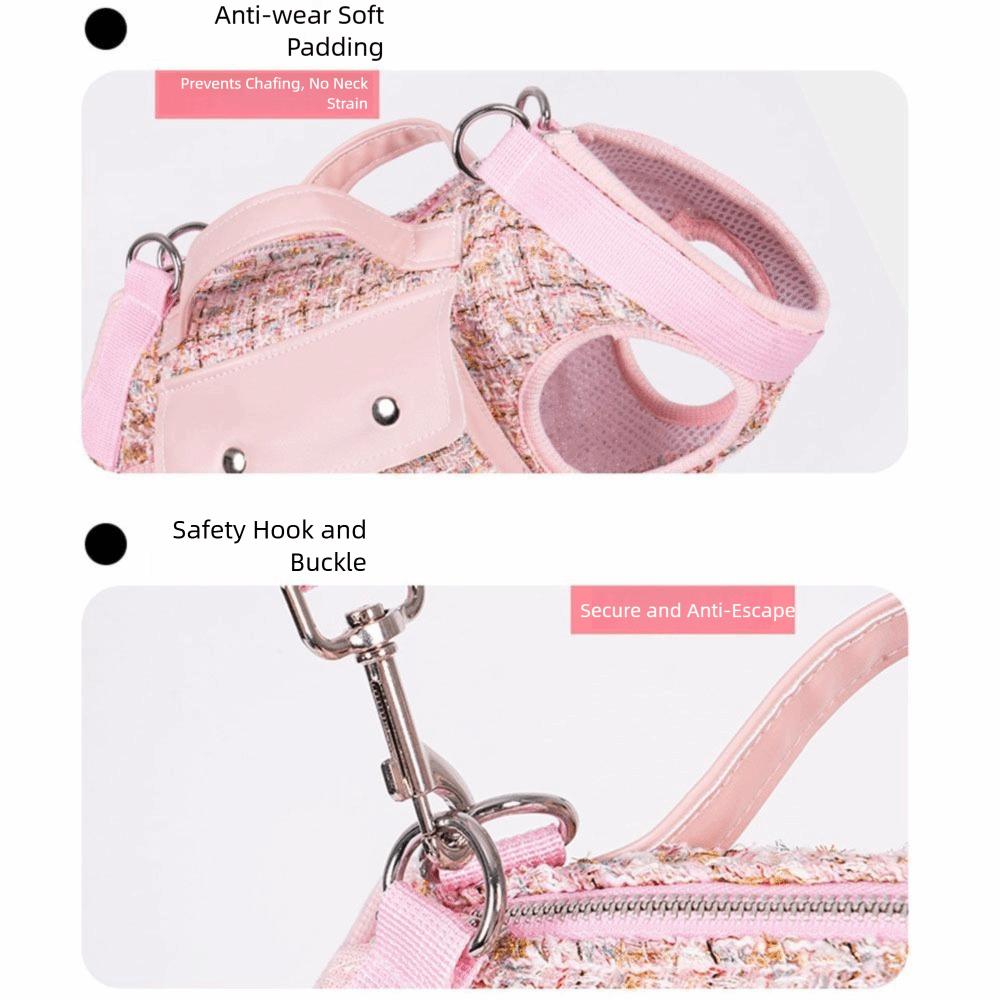 Stylish Pet Traction Backpack Elegant Dogs Going Out Bag Adjustable Cat Carrier Bag  Travel