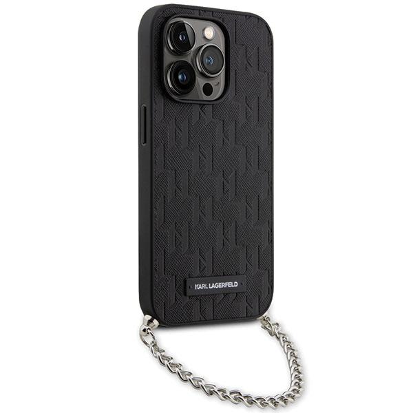 Karl Lagerfeld KLHCP14LSACKLHPK iPhone 14 Pro 6.1" Black Hardcase Saffiano Monogram Chain
