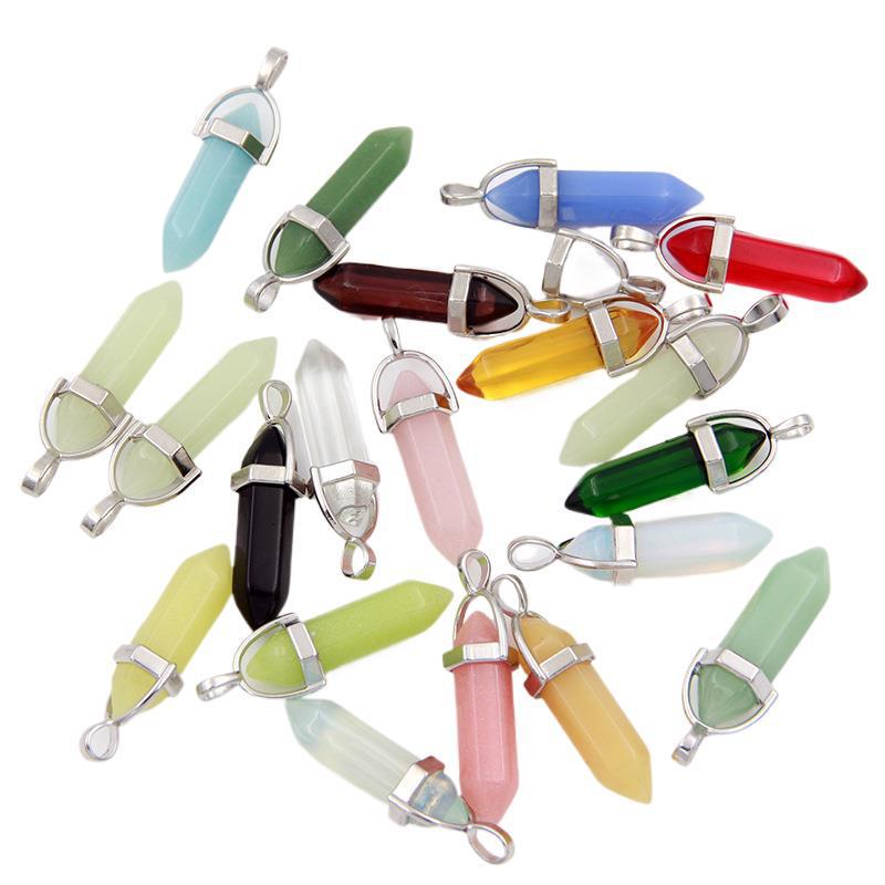 Crystal Hexagonal Pendant Necklace - European & American Popular Luminous Bullet Head Design