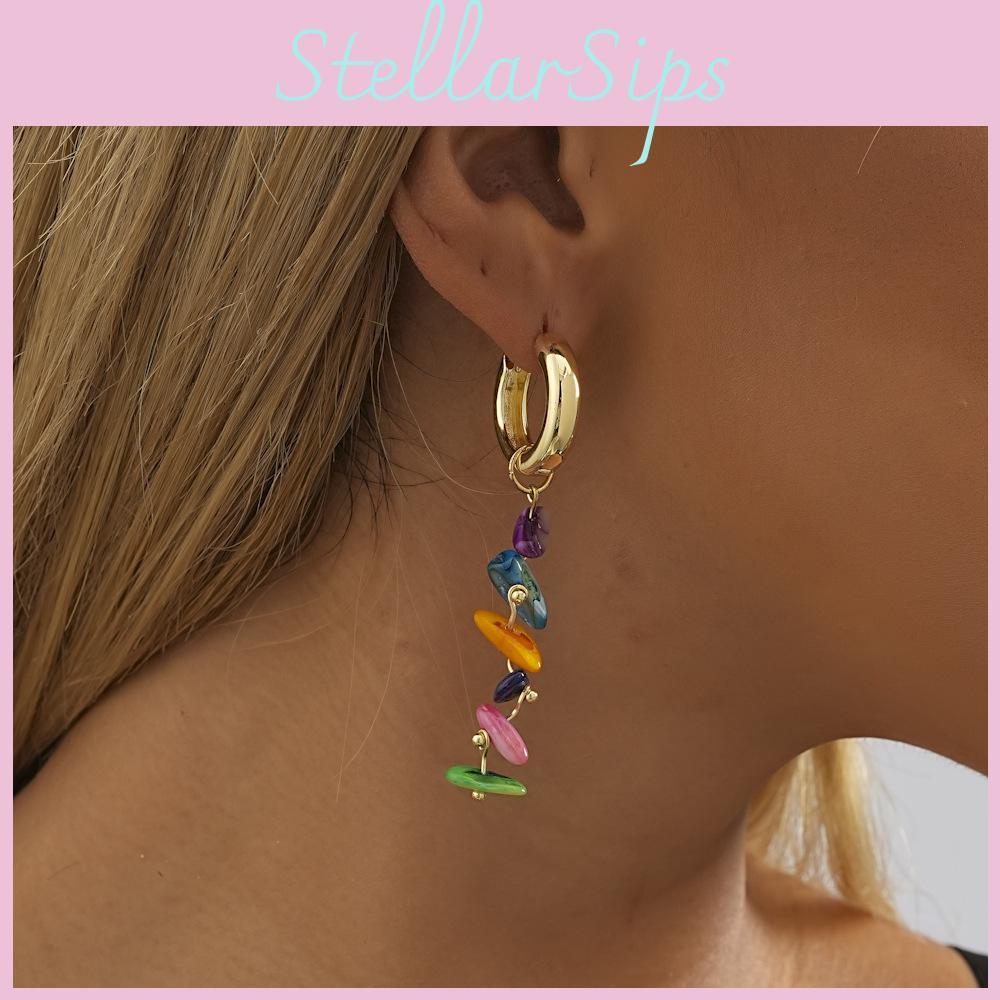 Trendy Street Style Earrings For Women Geometric Design With Natural Stones