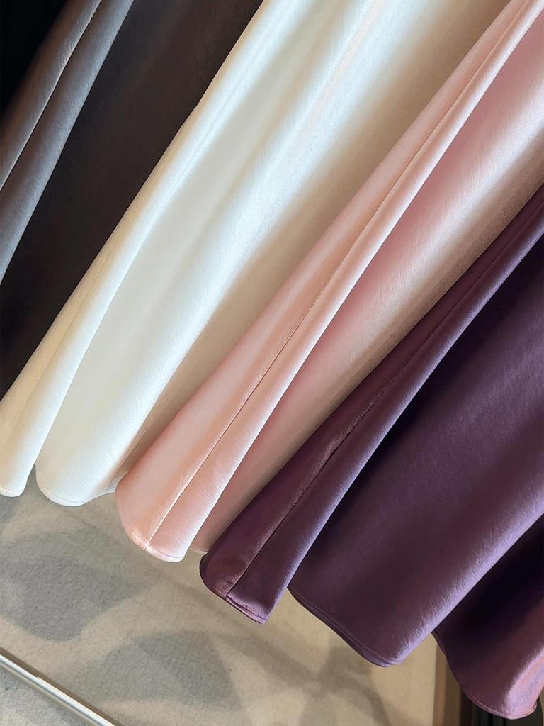 2025 High-Waisted Satin Mermaid Skirt - Women's Mid-Length A-Line in Autumn/Winter