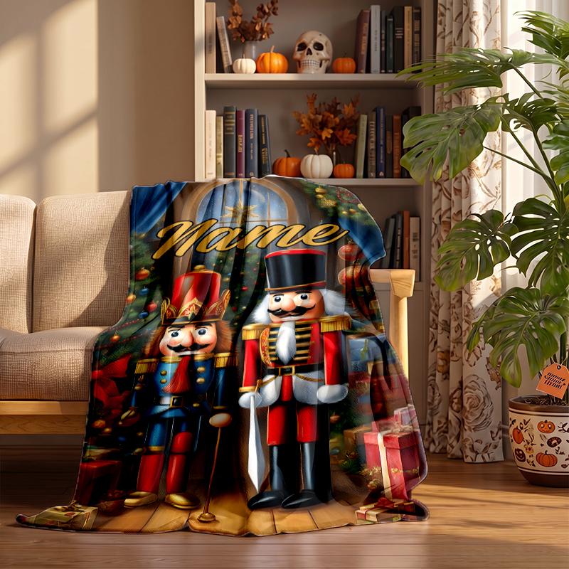 Nutcracker Custom Flannel Blankets Soft Warm Cozy Throws for Home Decor Holiday Gifts