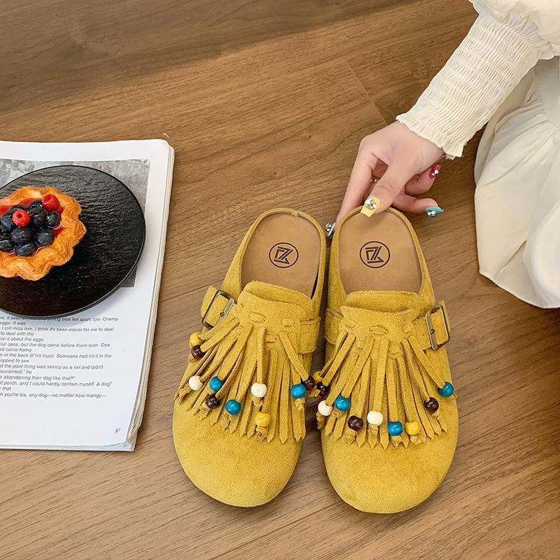 Fashion Retro 2025 New Platform Baotou Lazy Flat Comfortable Bohemian Ethnic Slippers