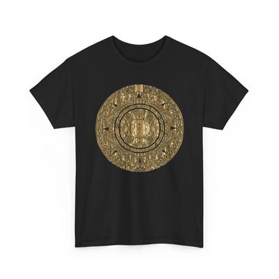 Maglietta Calendario Azteco Oro Pietra del Sole Maya Patrimonio Messicano Arte Tribale Regalo