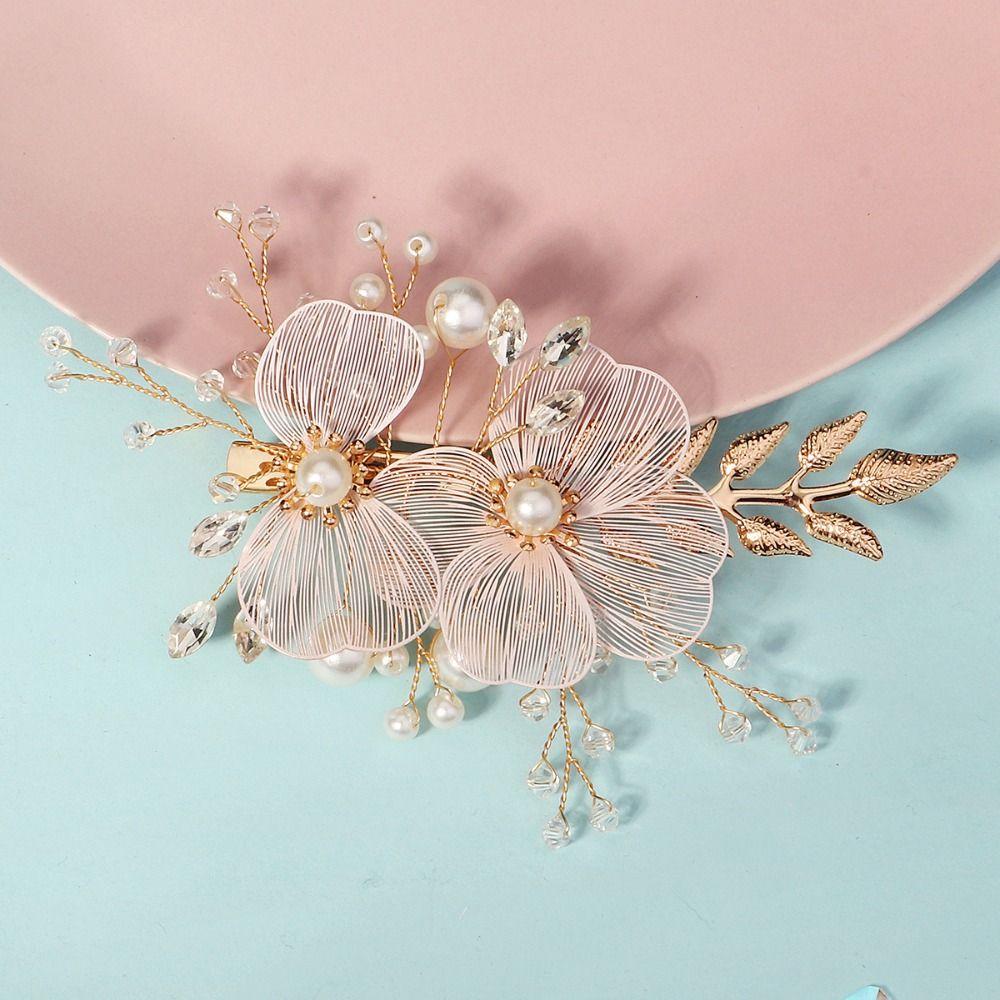 French Style Bridal Hair Clip Silk Flower Wedding Headdress Korean Bride Hairpin  Bride Accessories