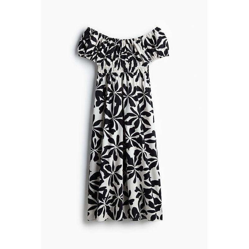 

Женское платье HM 2025 Лето Новинка С открытыми плечами Поплин Праздничный стиль Принт океана Длинное платье 1275762