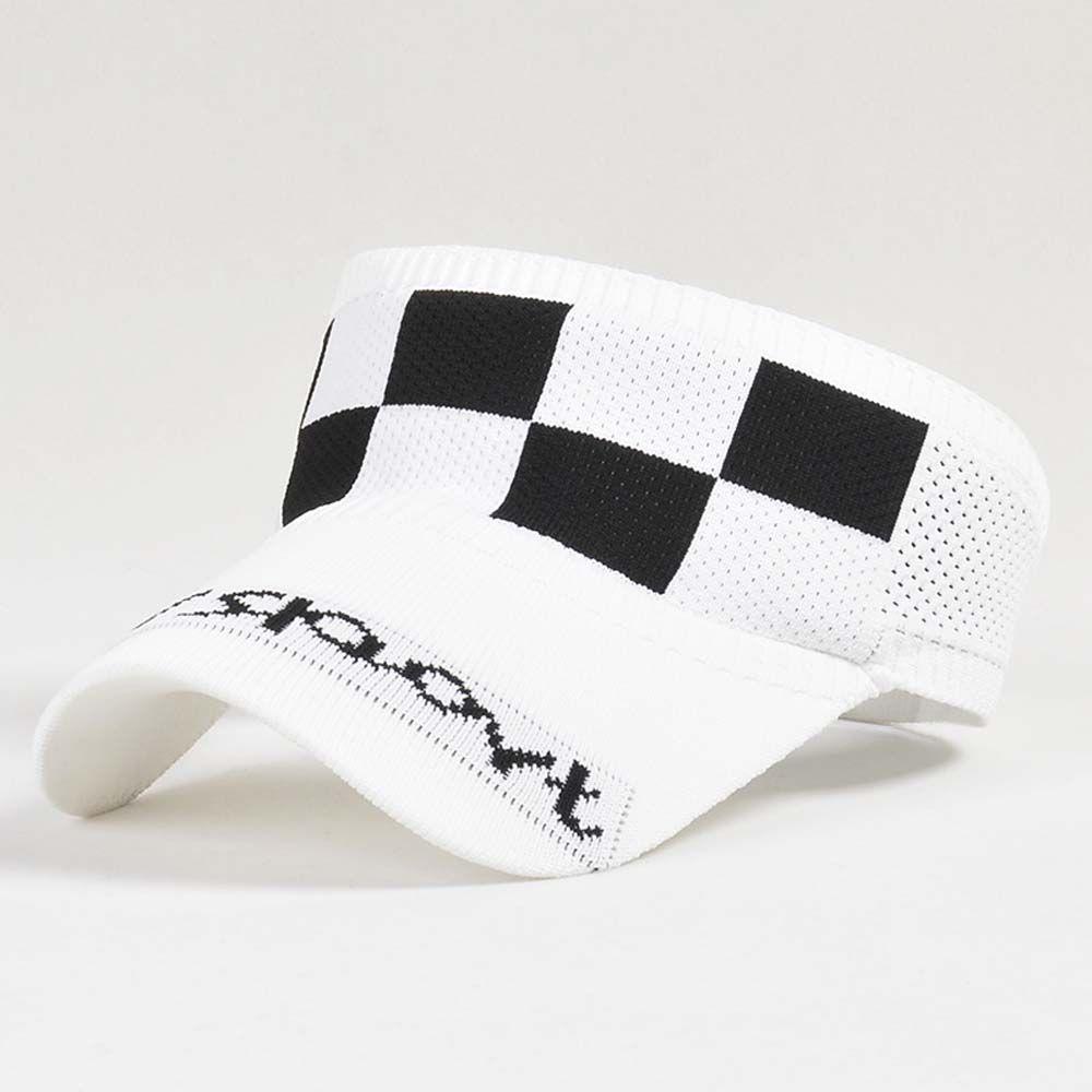 Summer Simple Checkerboard Plaid Letter Hollow Sun Hat Sun Cap Baseball Cap Empty Top Hat