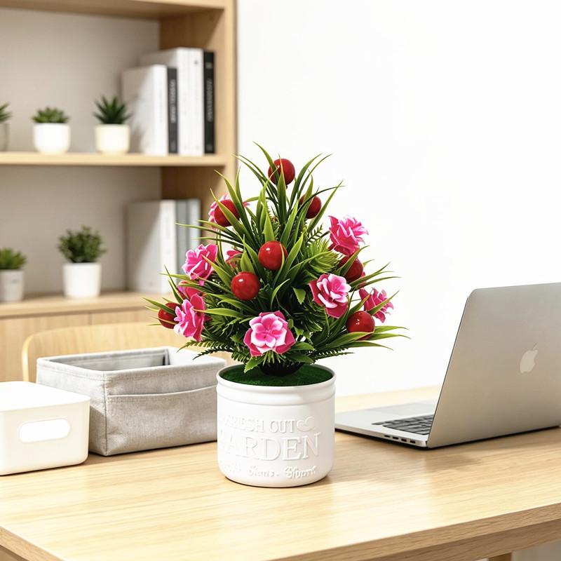 Rose Flower Tree Faux Plant With Plastic Material For Wedding And Home Decor