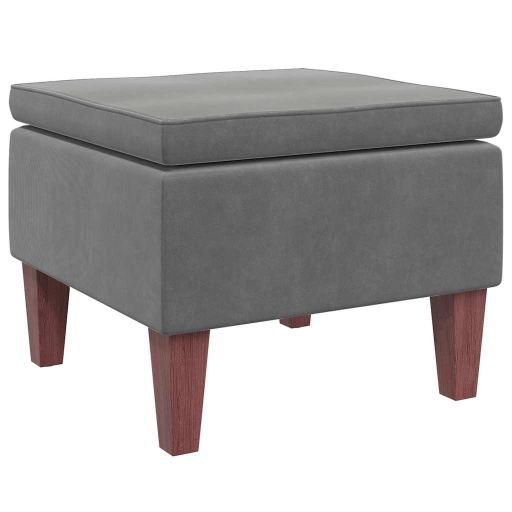 Vidaxl Footstool with Wooden Legs, Dark Gray, Upholstered In Velvet