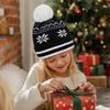 Unisex Kids Warm Knitted Winter Hat with Snowflake Pattern for Christmas